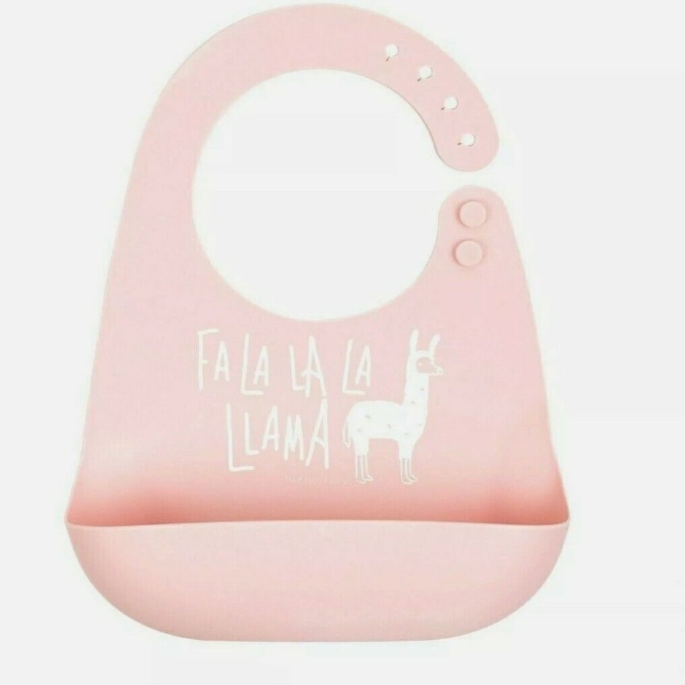 Tunno Tots Silicon Bib Baby Girl Christmas Holiday Pink Bib